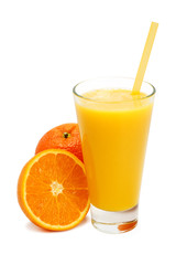 glass of freshly pressed orange juice isolated
