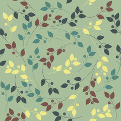 Spring endless pattern with colorful flowers and leaves