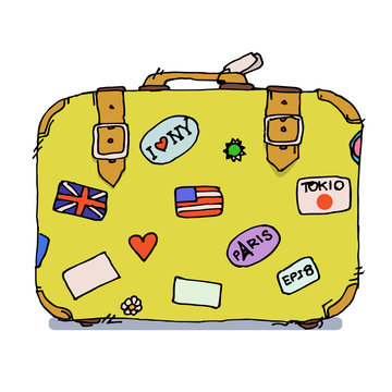 Travel Suitcase With Stickers