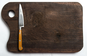 knife on a wooden board