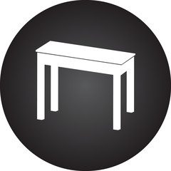 Piano bench stool simple icon on round background