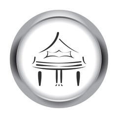 Grand piano simple icon on round background