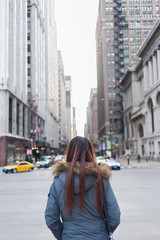 Beautiful woman on the background of city