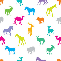 Seamless pattern of silhouette animals, vector illustration