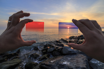 How to red and blue filter effects the image, reverse light image and very shallow depth of field