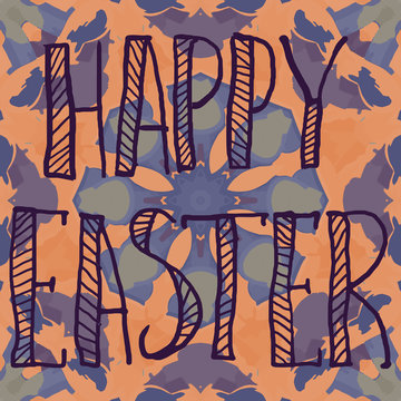 PrintHappy Easter Letters Print on Ornamental flower Background © mettus