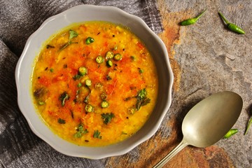 Dal Indian lentil curry soup - obrazy, fototapety, plakaty