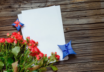 Valentines or anniversary love letter and roses