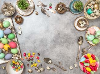 Easter table decoration with copy space