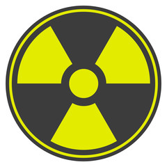 Fototapeta premium symbol of radioactive contamination with highlights on a black background, danger