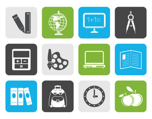 Flat School and education icons - vector icon set 