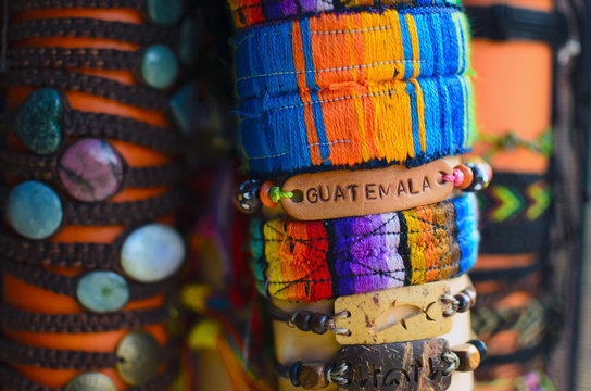 Hand-made wristband with sign Guatemala on it