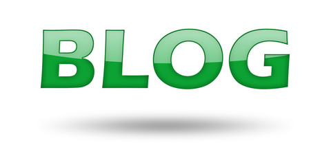 Word Blog with green letters and shadow. 