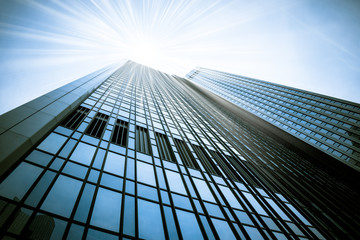 Fototapeta na wymiar Modern glass silhouettes of skyscrapers