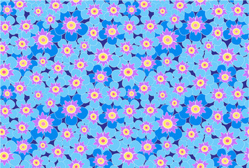 blue meadow flowers seamless vector pattern