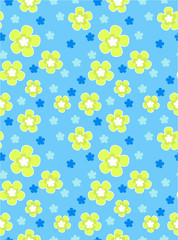 flowers cartoon seamless vector pattern