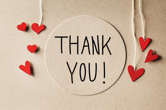 Thank You message with small hearts