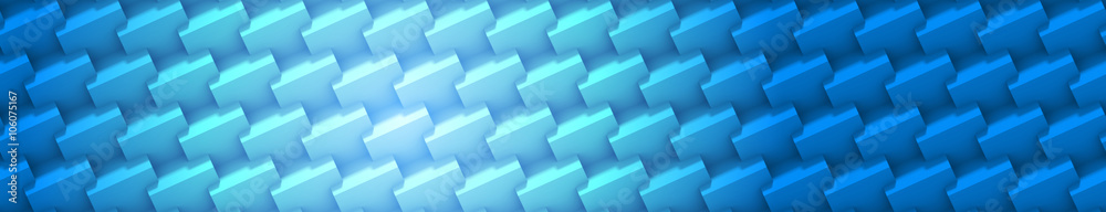 Wall mural abstract 3d banner background pattern made of nested cubes in blue and white 