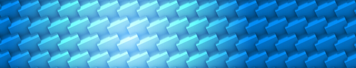 abstract 3d banner background pattern made of nested cubes in blue and white 