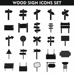 Wood sign icons set on white background