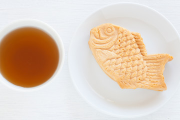 Taiyaki, Japanese fish shaped cake made using regular pancake or waffle batter