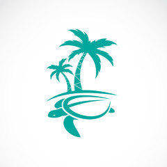 Fototapeta na wymiar Vector image of an palms tree and turtles