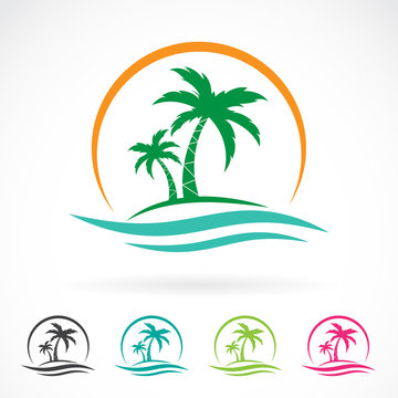 Vector image of an summer logo design on white background