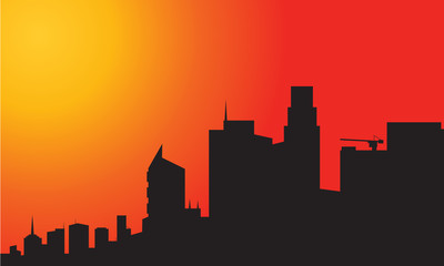 Fototapeta premium Silhouette of city at the afternoon