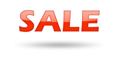 Text SALE with red letters and shadow. 