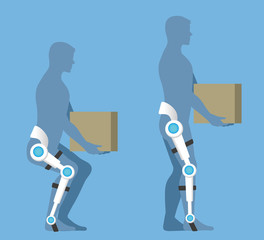 care robot, lifting support machine, power suit, vector illustration