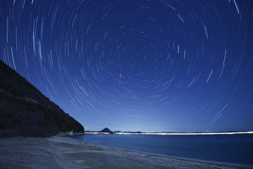 星景　月照　瀬戸内海　春
