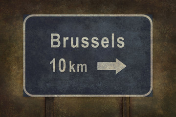 Brussels roadside directional sign illustration
