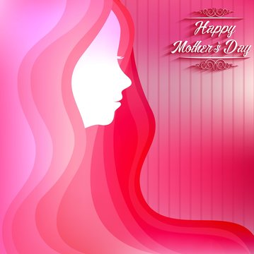 Happy mother's Day Greeting Card with Female Face