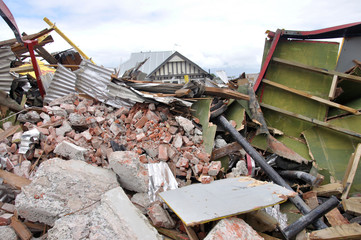 A building reduced to rubble from the February 22, 2011 Earthquake in Christchurch, New Zealand