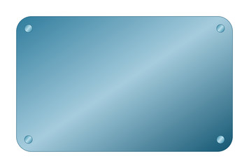 Blank Gradient Dark Pastel Blue Metal Plate with Screws isolated on White Background Illustration