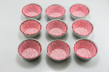 Aluminium cup of bakery on the white background.