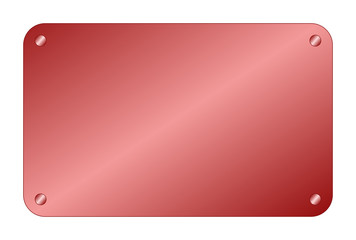 Blank Gradient Dark Pastel Red Metal Plate with Screws isolated on White Background Illustration