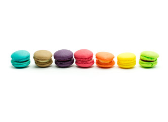 A french sweet delicacy, macaroons variety closeup.