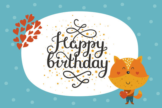 Cute happy birthday animal card