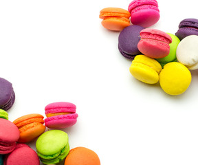 A french sweet delicacy, macaroons variety closeup.