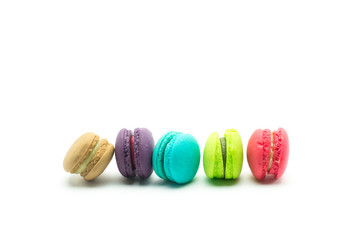 A french sweet delicacy, macaroons variety closeup.