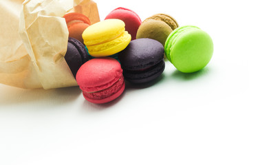 A french sweet delicacy, macaroons variety closeup.