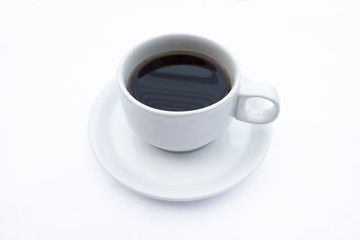 Close up cup of coffee with black coffee on white background, si