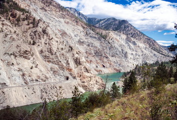 Railway along the canyon in the Upper Fraser River