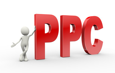 3d person standing with ppc  pay per click