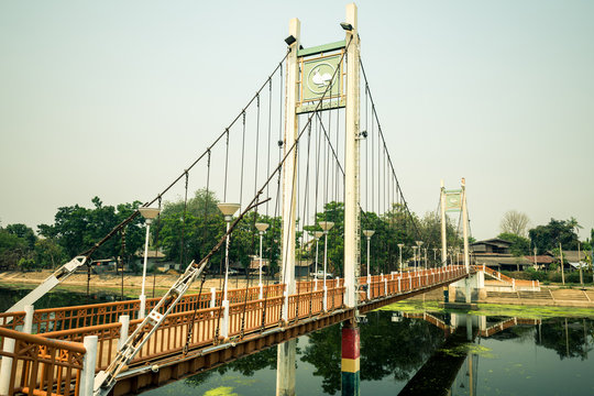 Old Bridge Orange in Lampang province, Thailand. (vintage style)