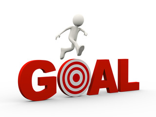 3d person jumping over word target goal