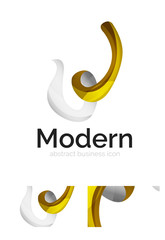 Obraz na płótnie Canvas Vector abstract ribbon logo with business card identity design