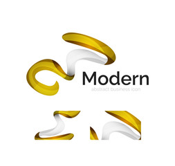 Vector abstract ribbon logo with business card identity design