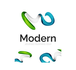 Vector abstract ribbon logo with business card identity design